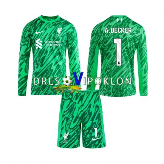 Liverpool Golmanski Alisson Becker 1 Dres Gostujući 2024-2025 Dugim Rukavima ,Dječji Komplet