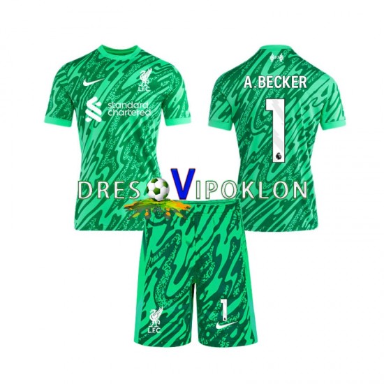 Liverpool Golmanski Alisson Becker 1 Dres Gostujući 2024-2025 Kratkih Rukava ,Dječji Komplet