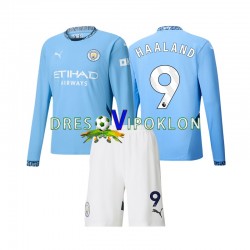 Manchester City Erling Haaland 9 Dres Domaći 2024-2025 Dugim Rukavima ,Dječji Komplet