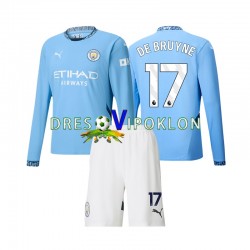 Manchester City Kevin De Bruyne 17 Dres Domaći 2024-2025 Dugim Rukavima ,Dječji Komplet