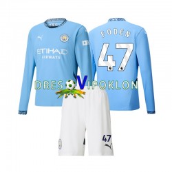 Manchester City Phil Foden 47 Dres Domaći 2024-2025 Dugim Rukavima ,Dječji Komplet