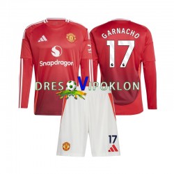 Manchester United Alejandro Garnacho 17 Dres Domaći 2024-2025 Dugim Rukavima ,Dječji Komplet