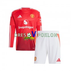 Manchester United Dres Domaći 2024-2025 Dugim Rukavima ,Dječji Komplet