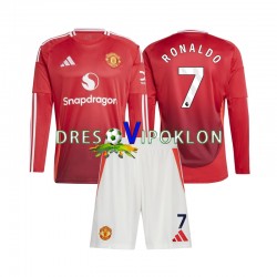Manchester United Cristiano Ronaldo 7 Dres Domaći 2024-2025 Dugim Rukavima ,Dječji Komplet