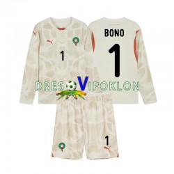 Maroko Golmanski Yassine Bounou 1 Dres Gostujući 2024 Dugim Rukavima ,Dječji Komplet