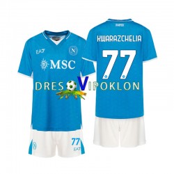 Napoli Khvicha Kvaratskhelia 77 Dres Domaći 2024-2025 Kratkih Rukava ,Dječji Komplet