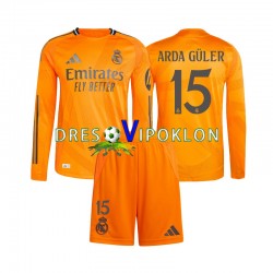 Real Madrid Arda Guler 15 Dres Gostujući 2024-2025 Dugim Rukavima ,Dječji Komplet