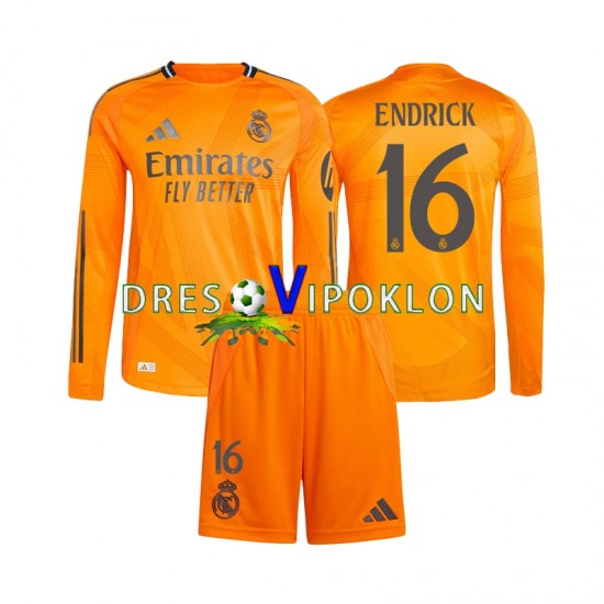 Real Madrid Endrick 16 Dres Gostujući 2024-2025 Dugim Rukavima ,Dječji Komplet