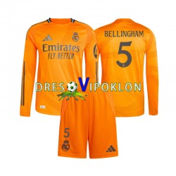 Real Madrid Jude Bellingham 5 Dres Gostujući 2024-2025 Dugim Rukavima ,Dječji Komplet