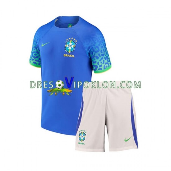 Brazil Dres Gostujući World Cup 2022 Kratkih Rukava ,Dječji Komplet