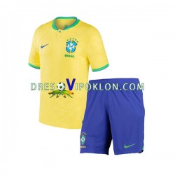 Brazil Dres Domaći World Cup 2022 Kratkih Rukava ,Dječji Komplet