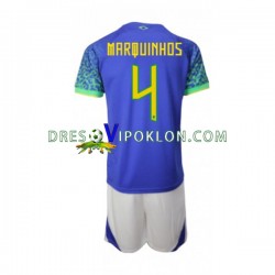 Brazil Marquinhos 4 Dres Gostujući World Cup 2022 Kratkih Rukava ,Dječji Komplet
