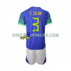 Brazil Thiago Silva 3 Dres Gostujući World Cup 2022 Kratkih Rukava ,Dječji Komplet