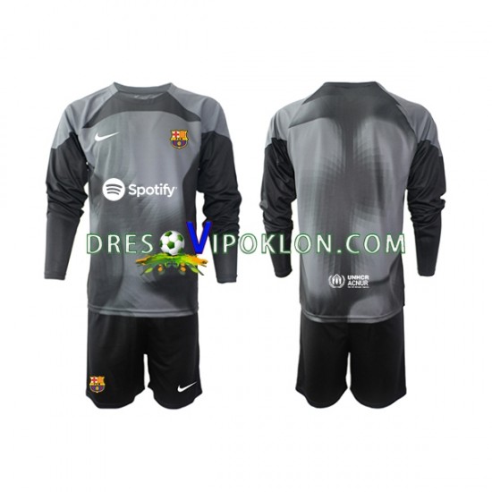 FC Barcelona Golmanski Dres Gostujući 2022-2023 Dugim Rukavima ,Dječji Komplet