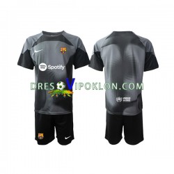 FC Barcelona Golmanski Dres Gostujući 2022-2023 Kratkih Rukava ,Dječji Komplet