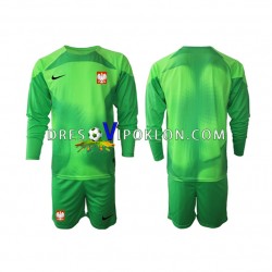 Poljska Golmanski Dres Domaći World Cup 2022 Dugim Rukavima ,Dječji Komplet