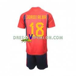 Španjolska Jordi Alba 18 Dres Domaći World Cup 2022 Kratkih Rukava ,Dječji Komplet